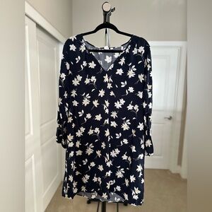 Women’s GAP Navy Floral V-Neck Long Sleeve Dress Size XL